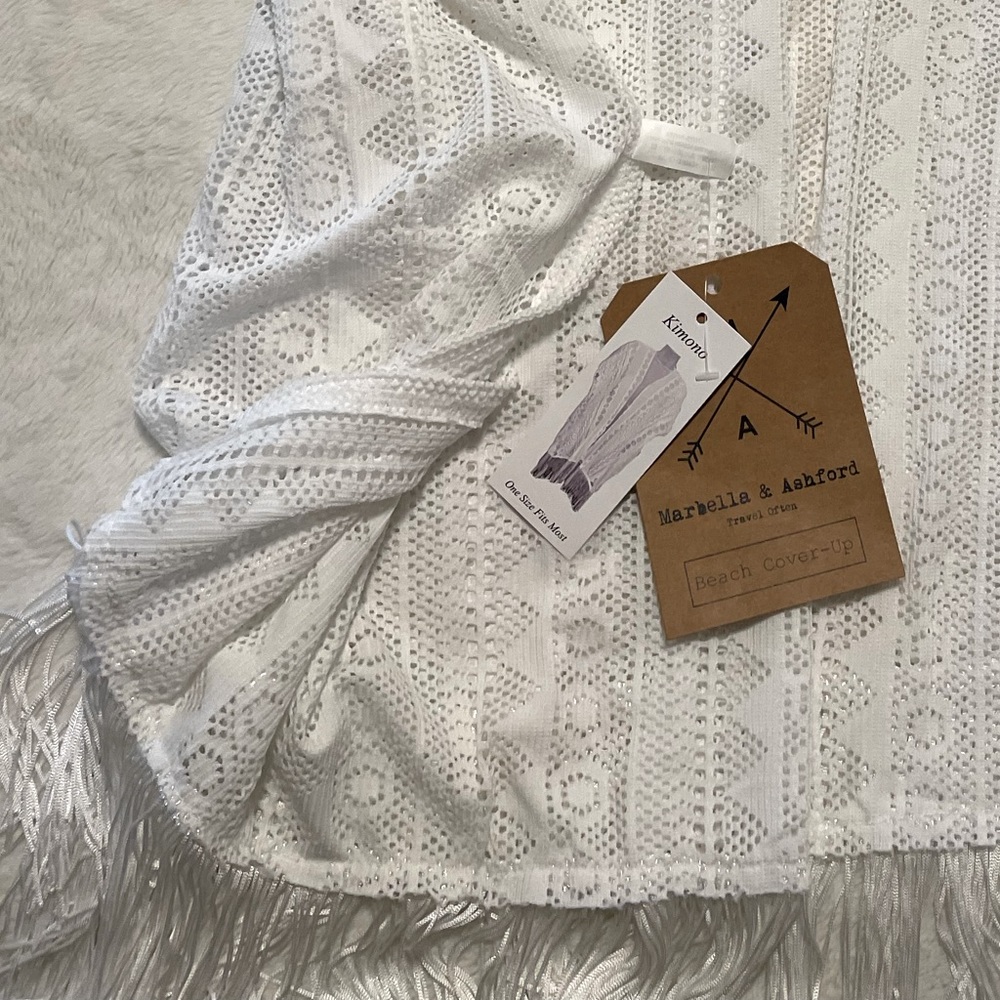 White beach cover-up kimono